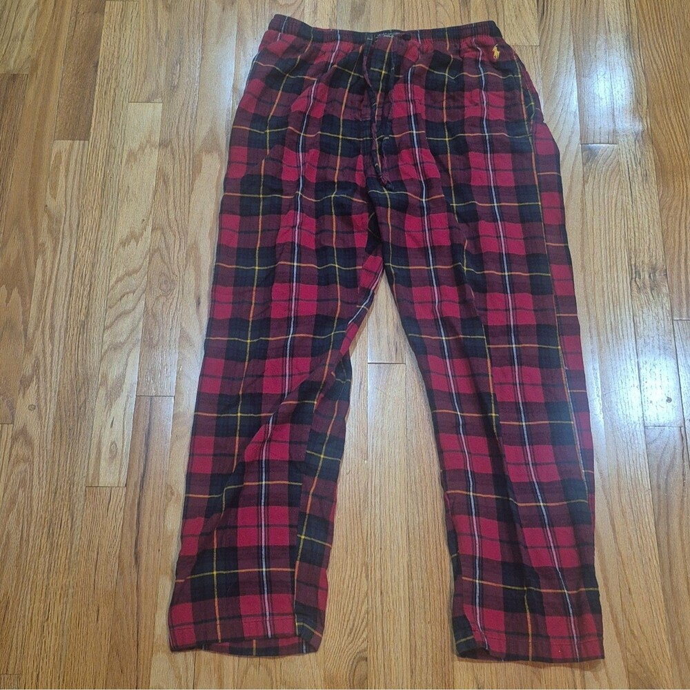 Polo Ralph Lauren Plaid Flannel Sleep Pants Red Tartan Lounge Pajama Men's Large